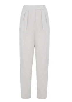 The Frankie Shop Pace Pleated Linen Blend Pants Sand