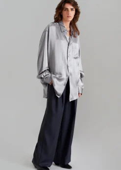 The Frankie Shop Paes Silky Shirt Grey Best