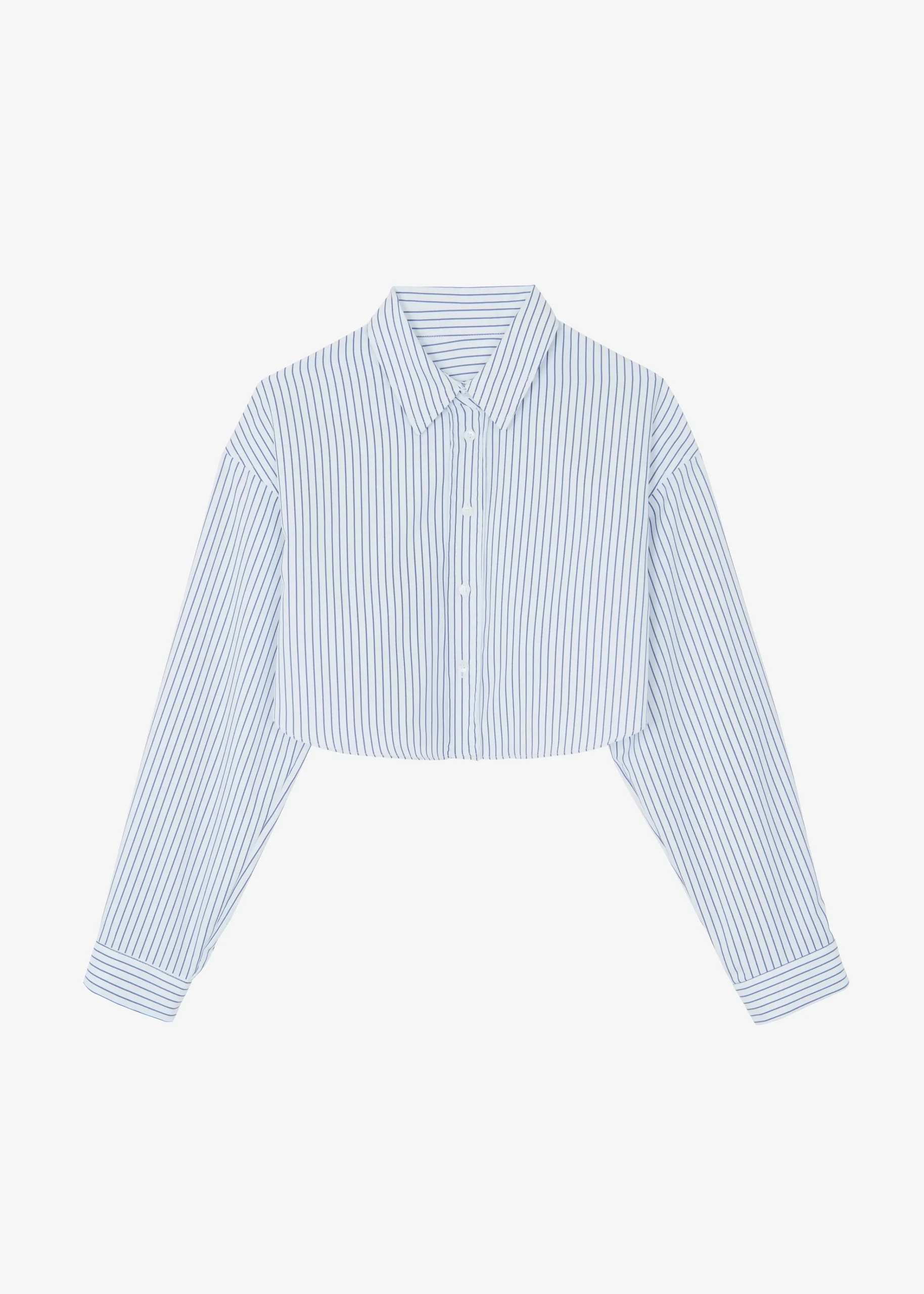 The Frankie Shop Palermo White Cropped Shirt Navy Stripe Outlet