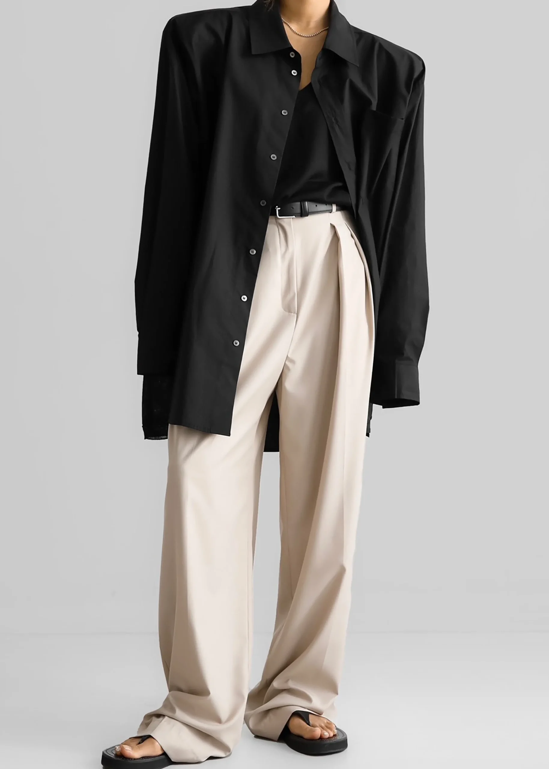 The Frankie Shop Panama Oversized Shirt Black Sale