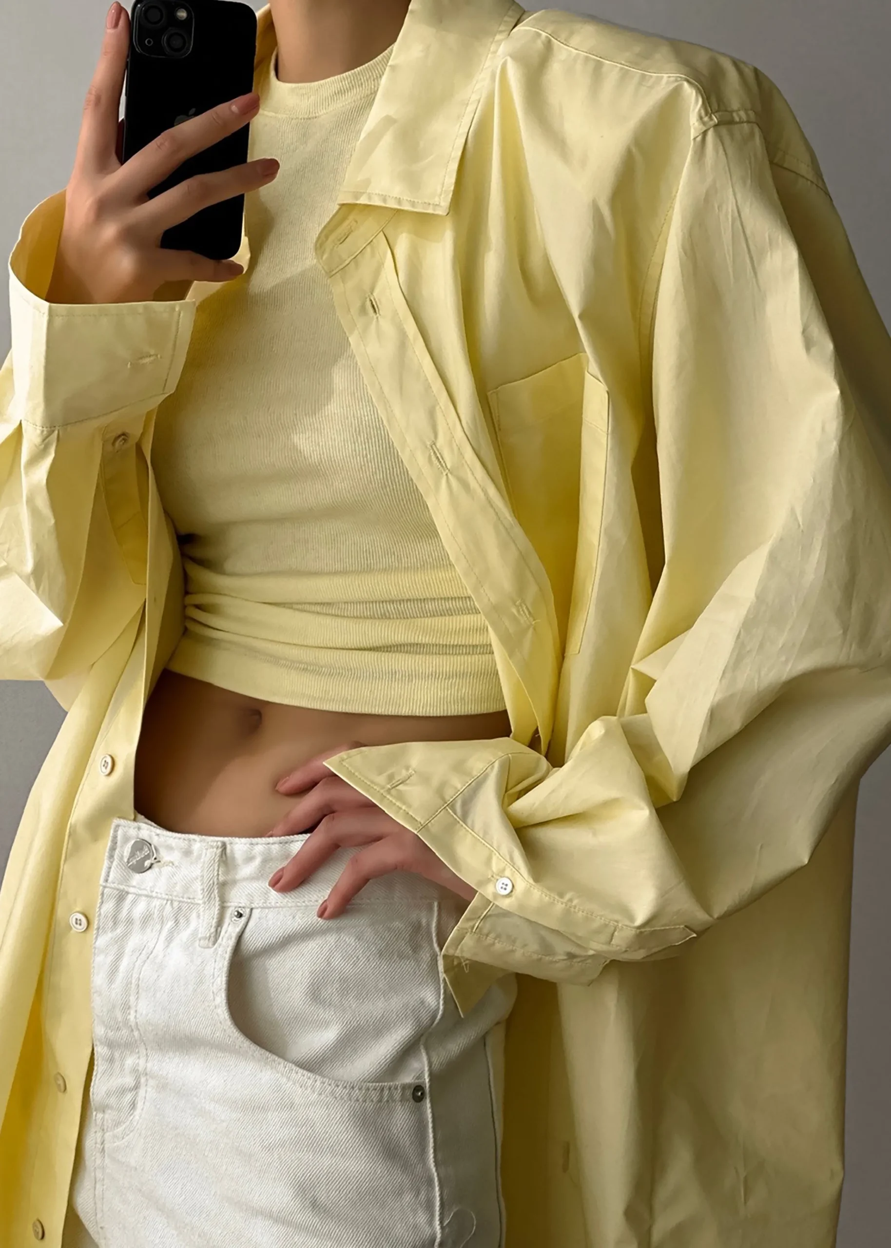The Frankie Shop Panama Oversized Shirt Lemon Hot