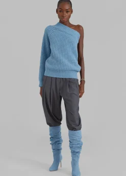The Frankie Shop Pansy One Shoulder Knit Top Blue Best