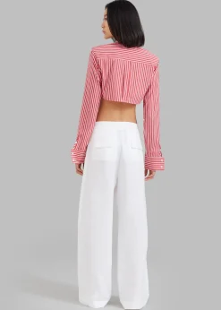 The Frankie Shop Phoenix Cropped Shirt Red Stripe Best