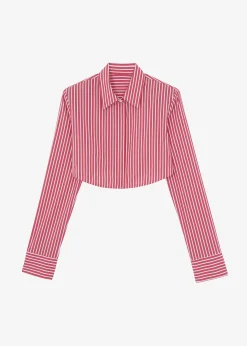 The Frankie Shop Phoenix Cropped Shirt Red Stripe Best