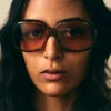 The Frankie Shop Port Tanger Yamina Sunglasses Oliban Acetate Amber Lens