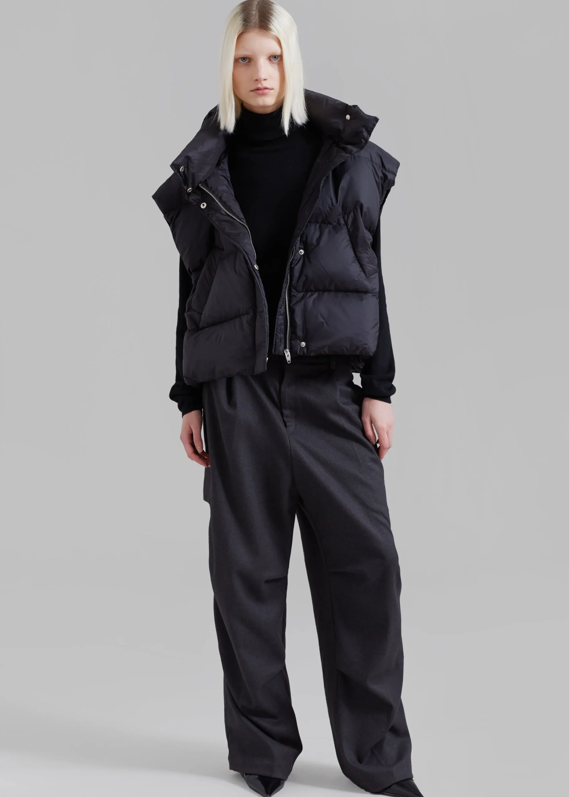 The Frankie Shop Prague Puffer Hoodie Vest Black Sale