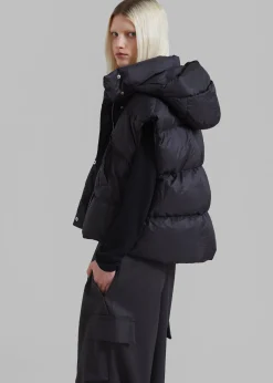 The Frankie Shop Prague Puffer Hoodie Vest Black Sale