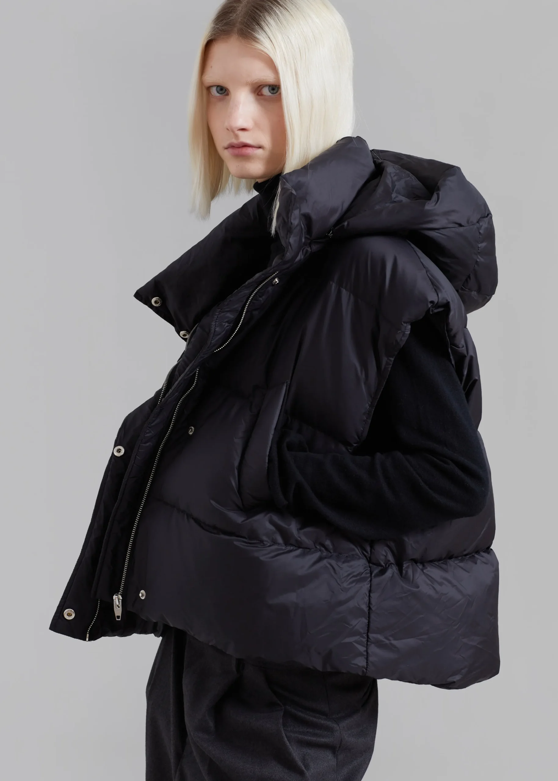 The Frankie Shop Prague Puffer Hoodie Vest Black Sale