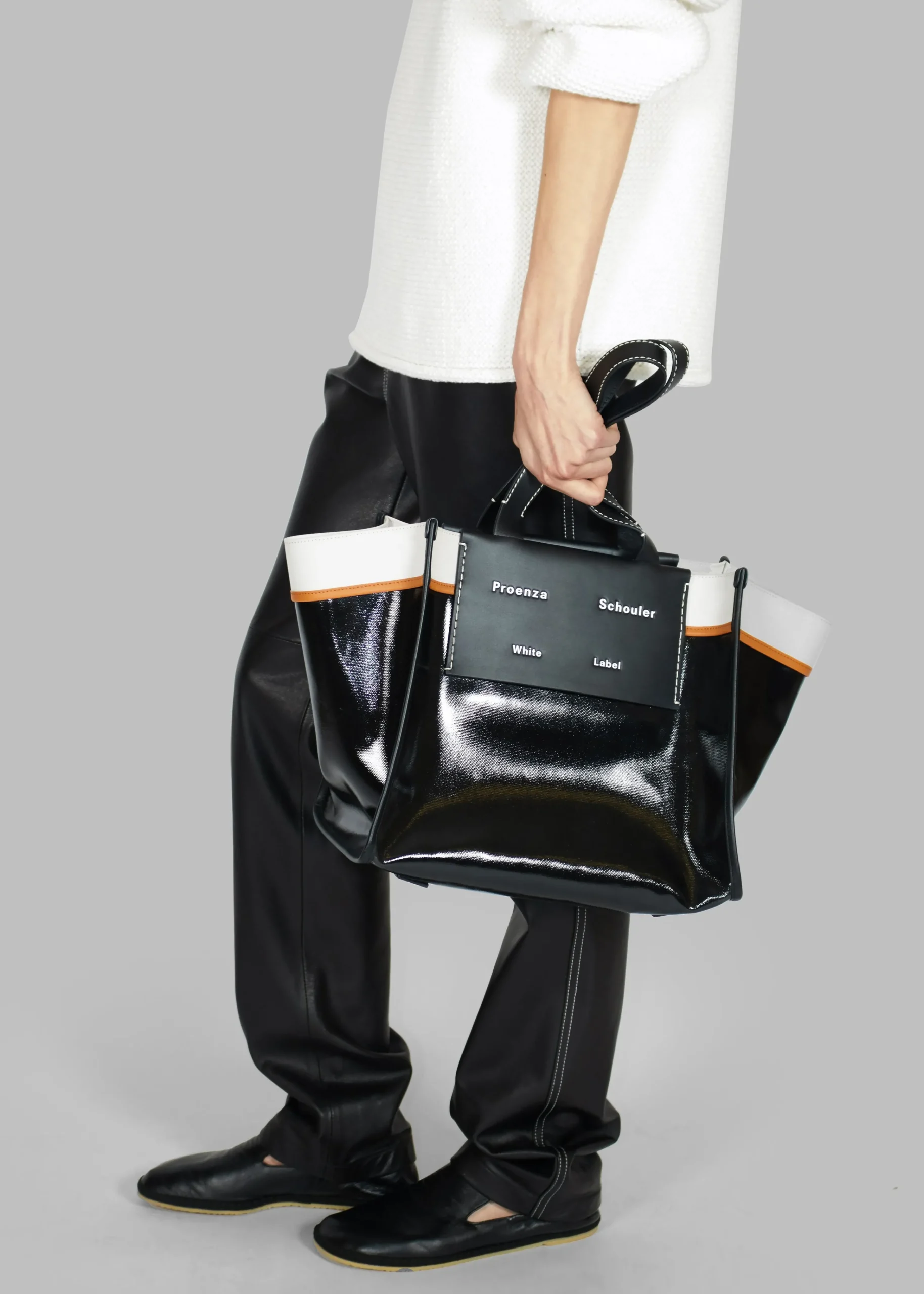 The Frankie Shop Proenza Schouler White Label Xl Morris Coated Canvas Tote Black Hot