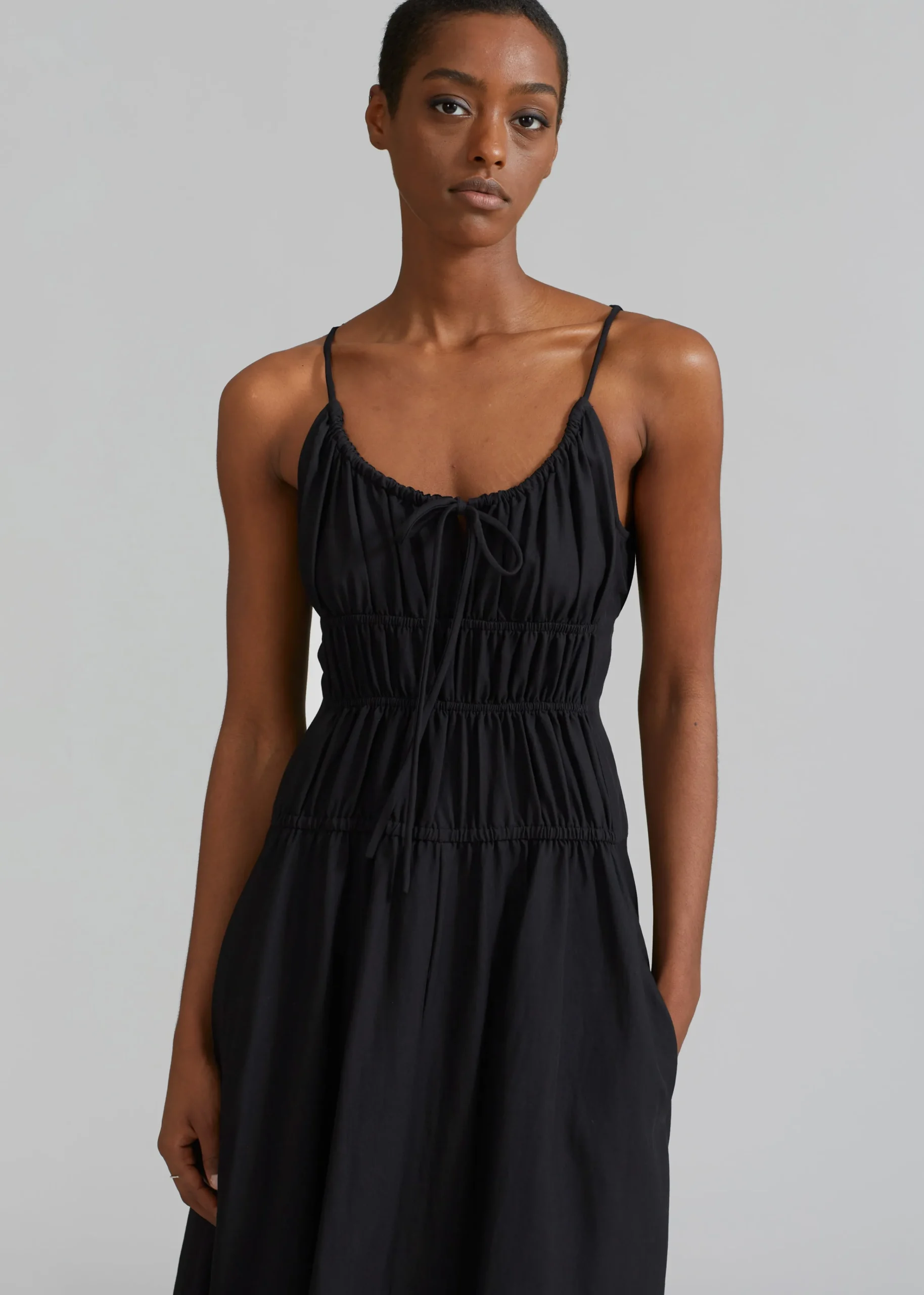 The Frankie Shop Proenza Schouler White Label Drapey Suiting Ruched Dress Black Clearance