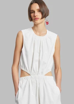 The Frankie Shop Proenza Schouler White Label Poplin Cutout Midi Dress Off White Sale