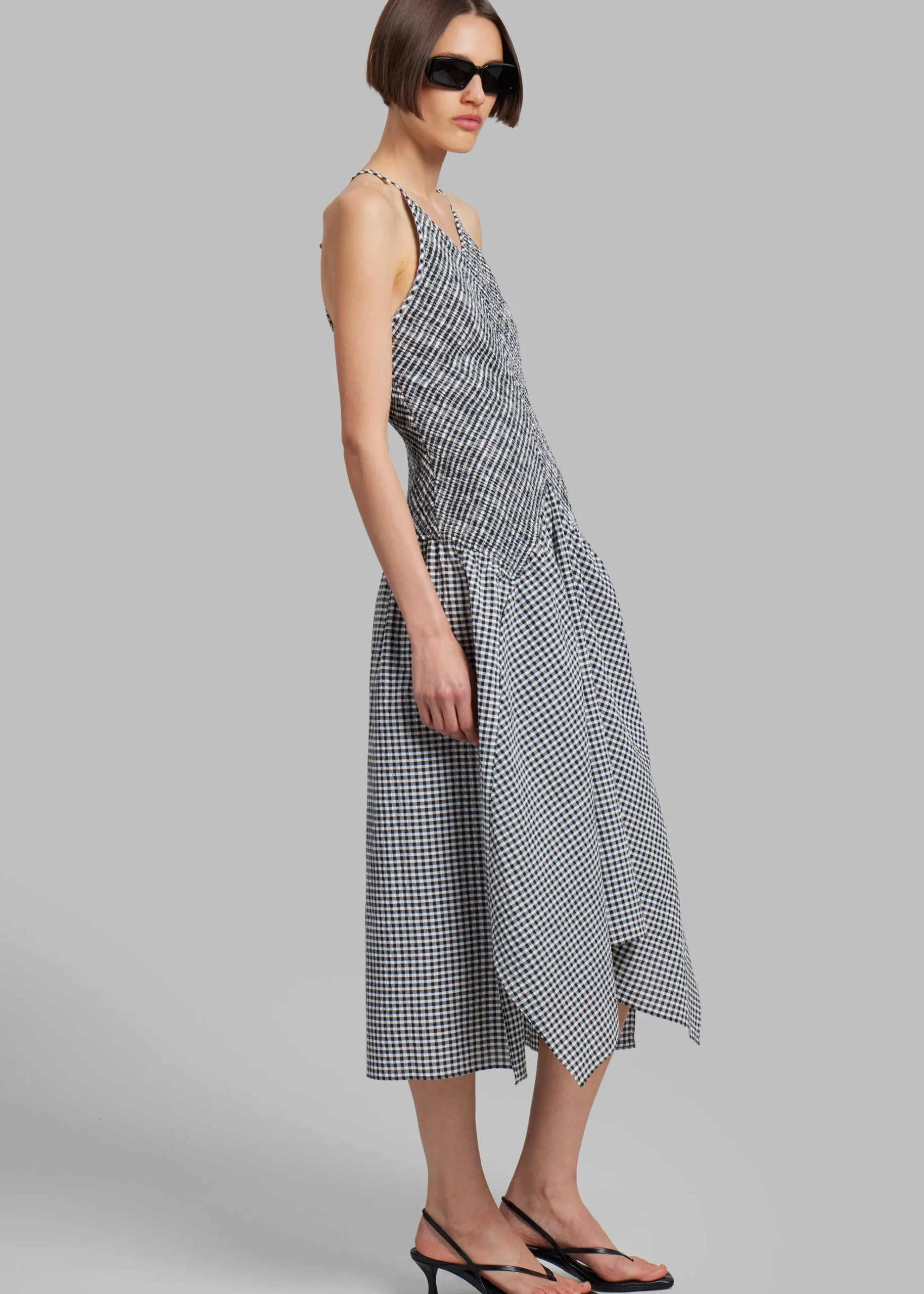 The Frankie Shop Proenza Schouler White Label Gingham Seersucker Smocked Dress White/ Sale