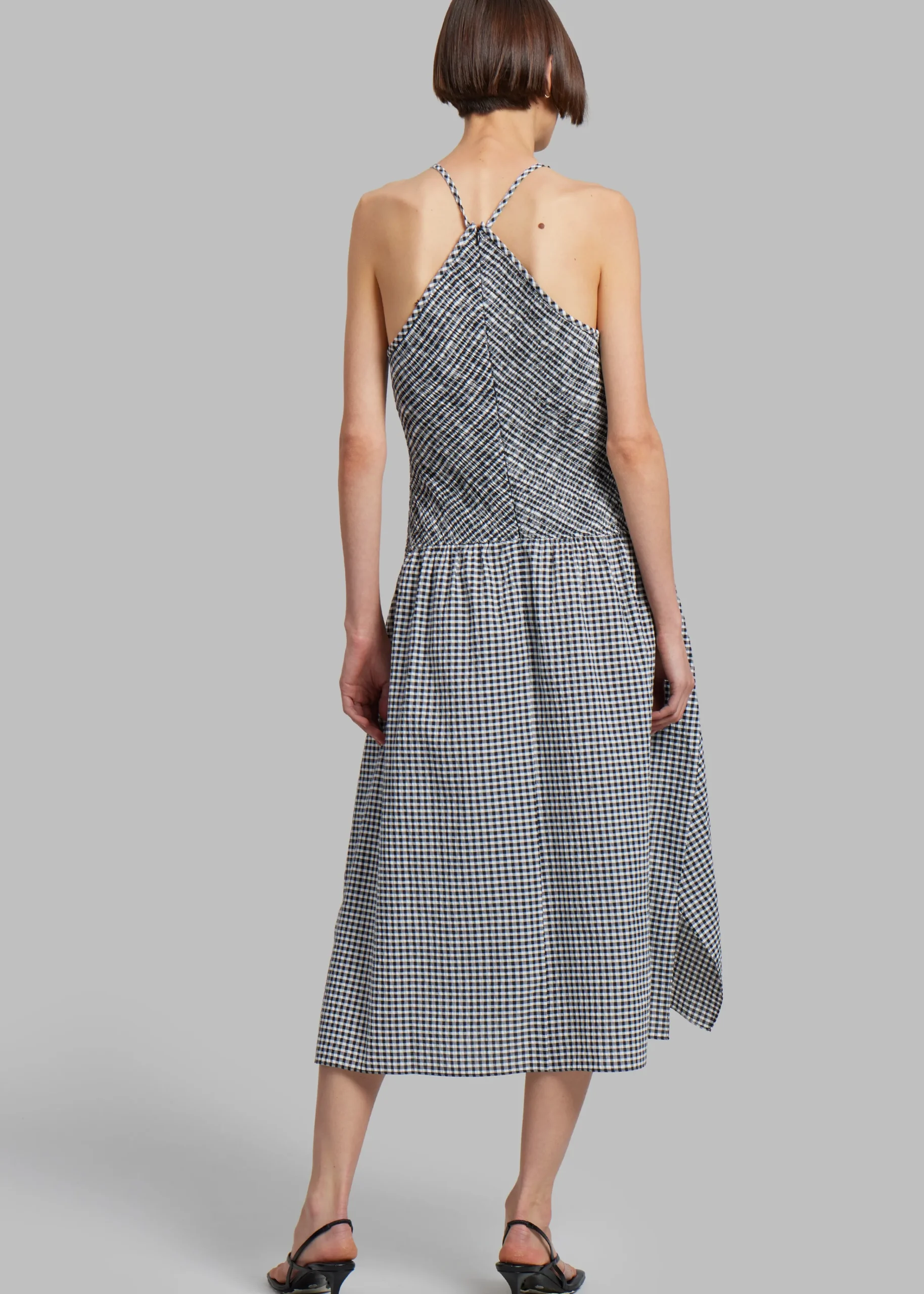 The Frankie Shop Proenza Schouler White Label Gingham Seersucker Smocked Dress White/ Sale