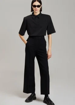 The Frankie Shop Rane Padded Shoulder Polo Black Discount