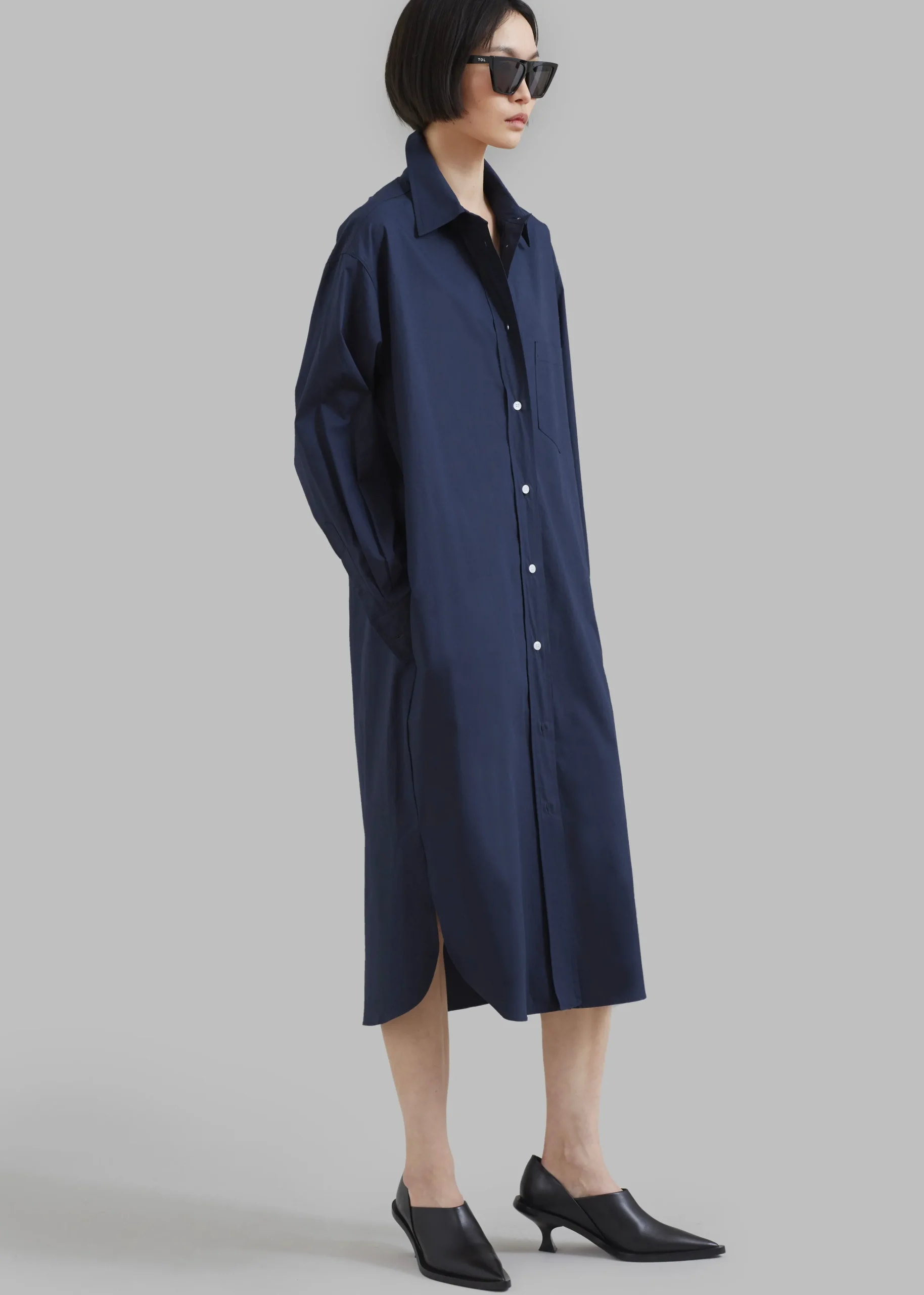 The Frankie Shop Raven Pocket Shirt Dress Navy Online