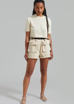 The Frankie Shop Raye Cargo Shorts Beige Sale