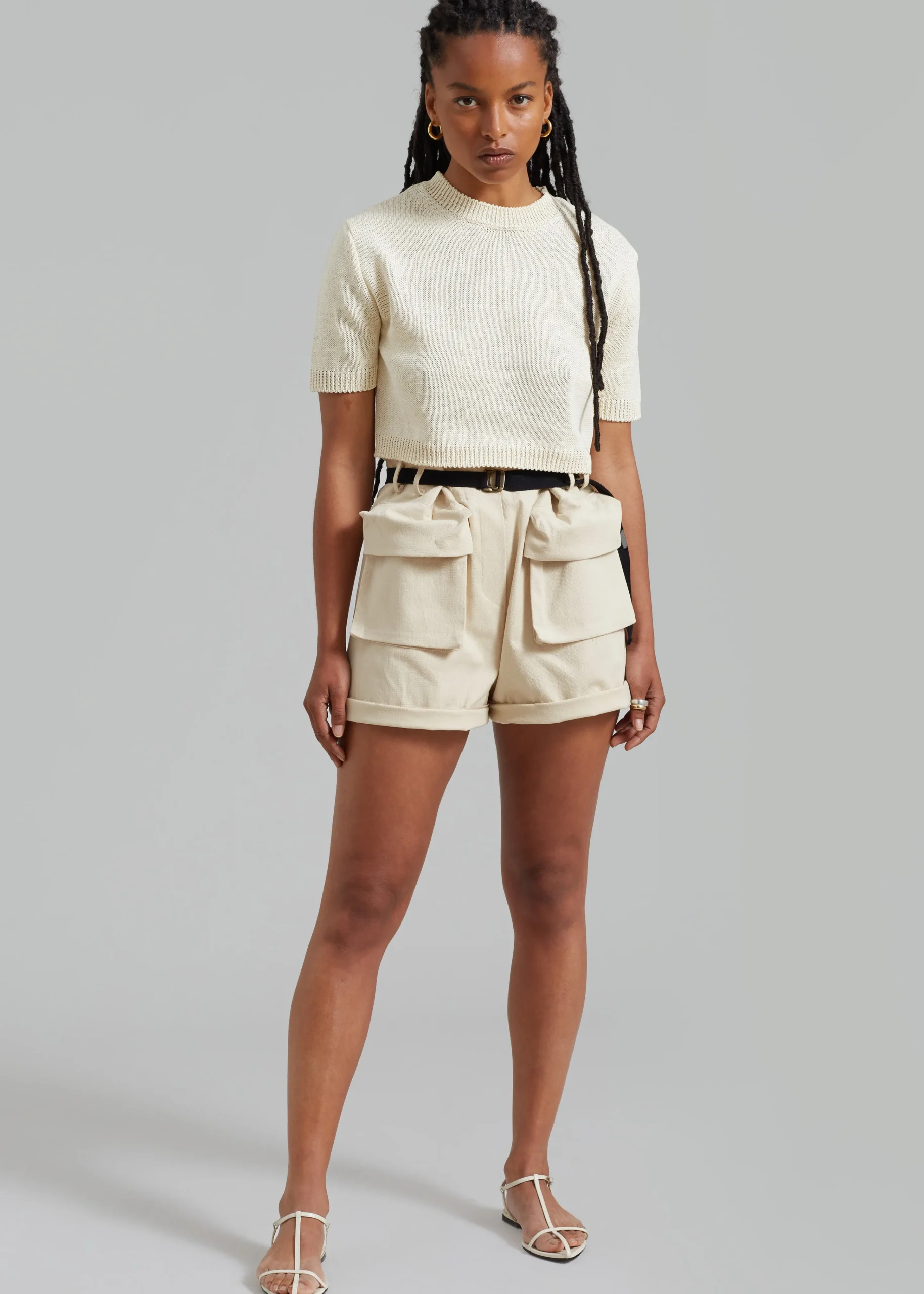 The Frankie Shop Raye Cargo Shorts Beige Sale