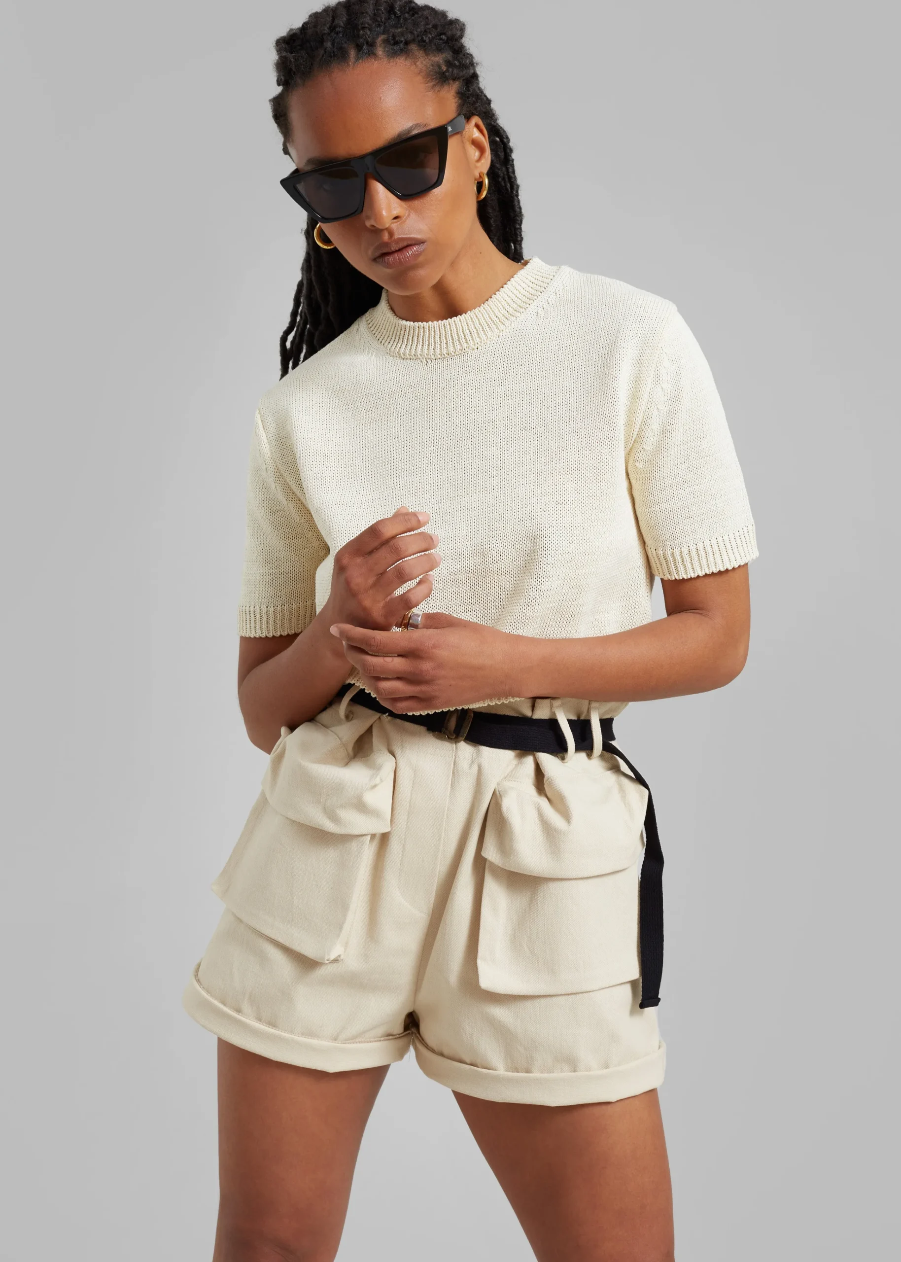 The Frankie Shop Raye Cargo Shorts Beige Sale