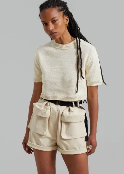 The Frankie Shop Raye Cargo Shorts Beige Sale