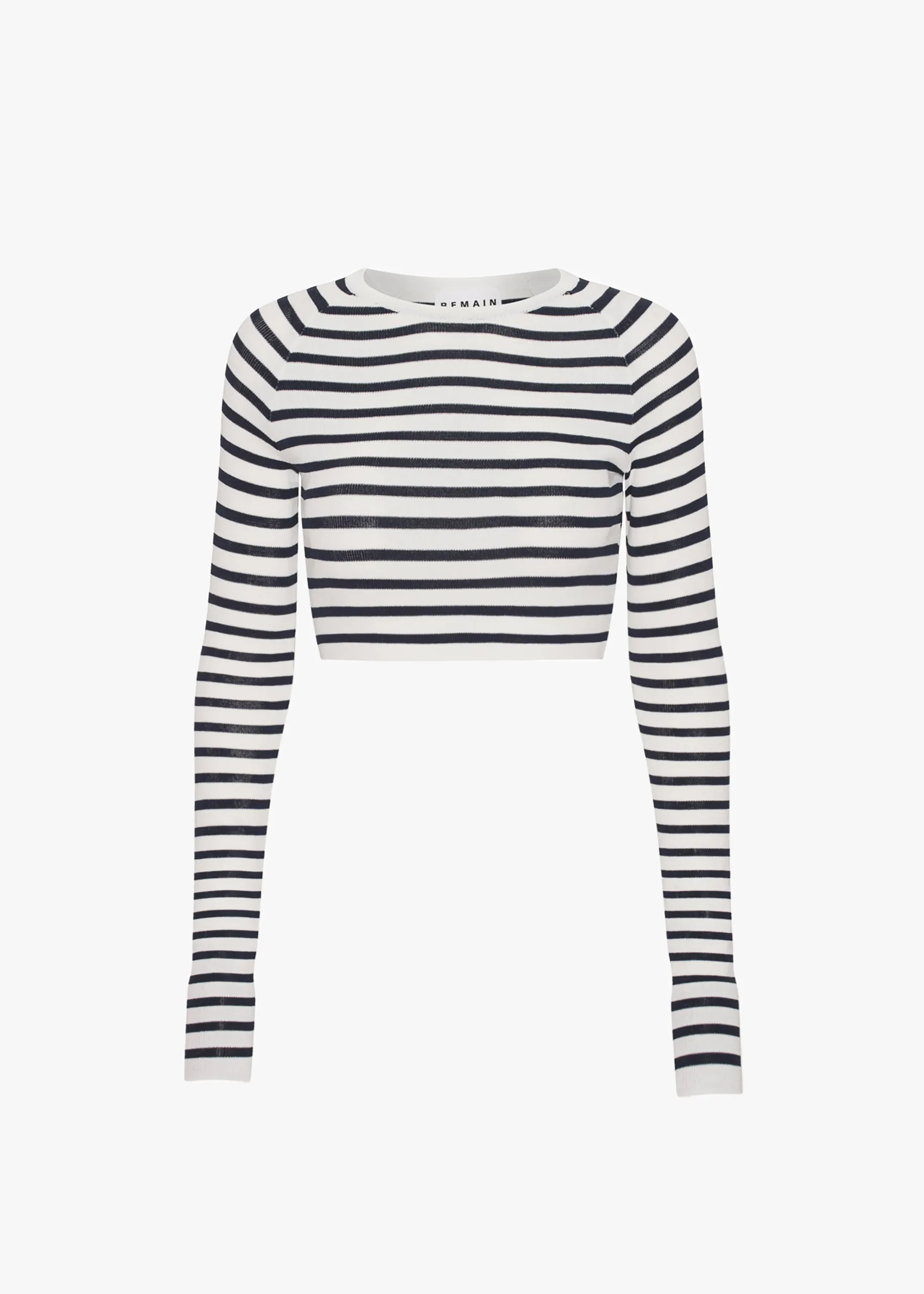 The Frankie Shop Remain Striped Knit Cropped Top White Print Sale