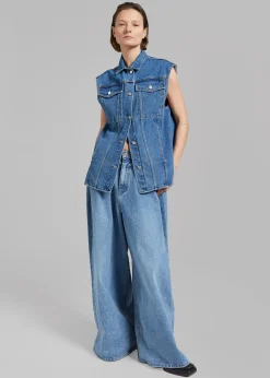 The Frankie Shop Reno Denim Vest Medium Wash Outlet