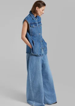 The Frankie Shop Reno Denim Vest Medium Wash Outlet