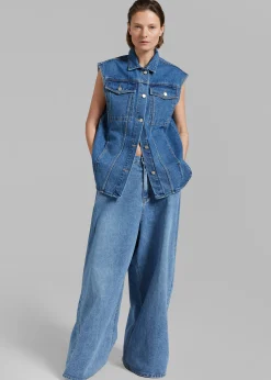 The Frankie Shop Reno Denim Vest Medium Wash Outlet
