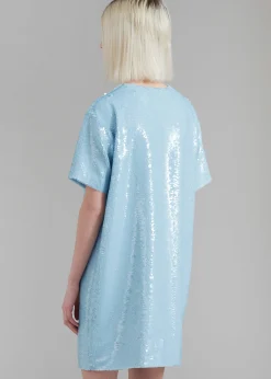 The Frankie Shop Riley Sequins Tee Mini Dress Sky Best