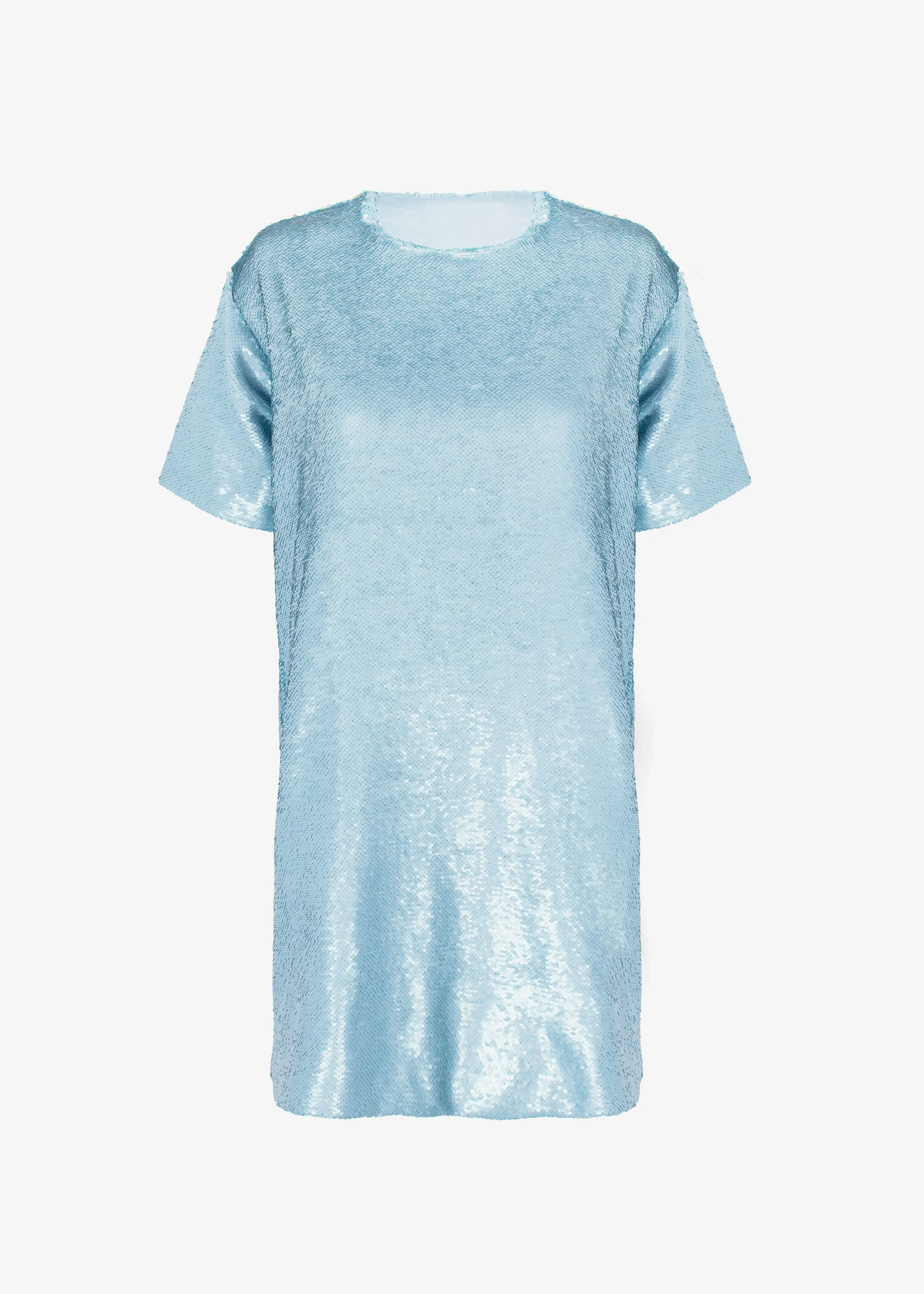 The Frankie Shop Riley Sequins Tee Mini Dress Sky Best