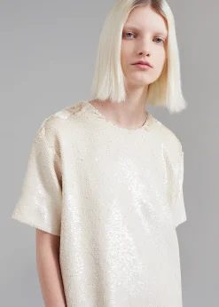 The Frankie Shop Riley Sequins Tee Mini Dress Cream Outlet