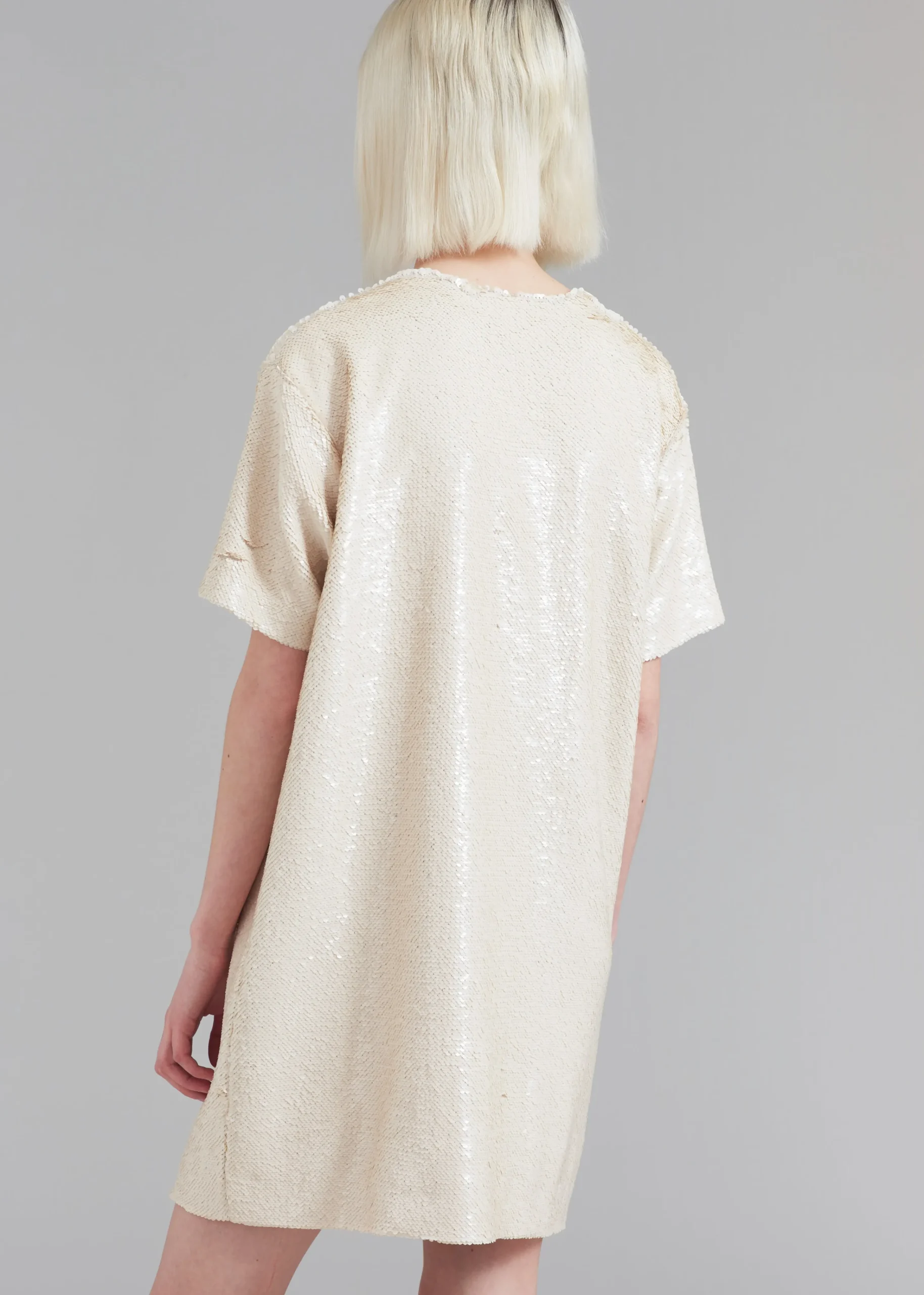 The Frankie Shop Riley Sequins Tee Mini Dress Cream Outlet