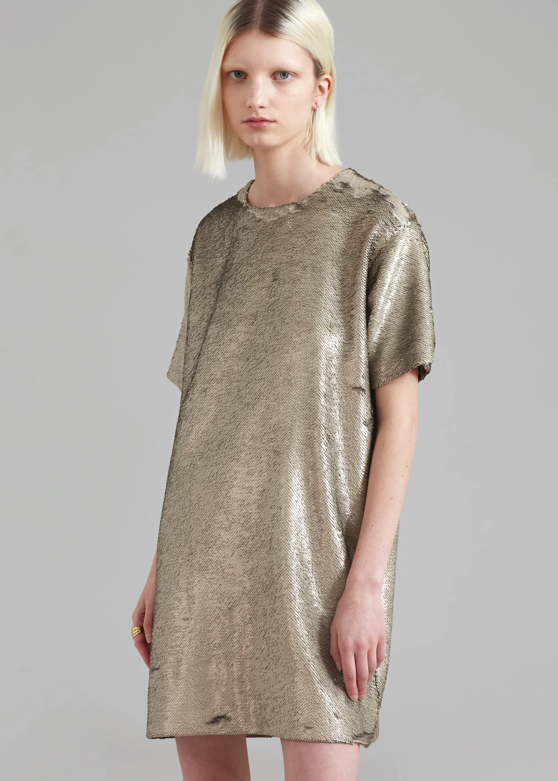 The Frankie Shop Riley Sequins Tee Mini Dress Bronze Best