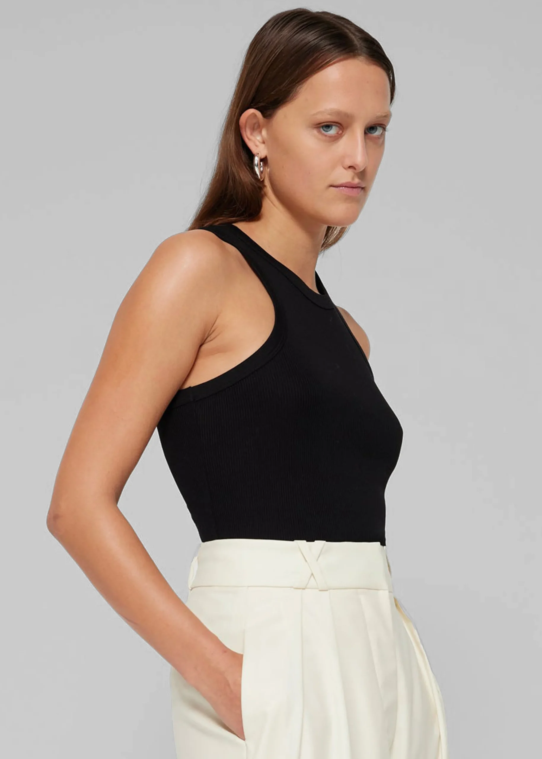 The Frankie Shop Rohe Cotton Rib Tank Top Noir Outlet