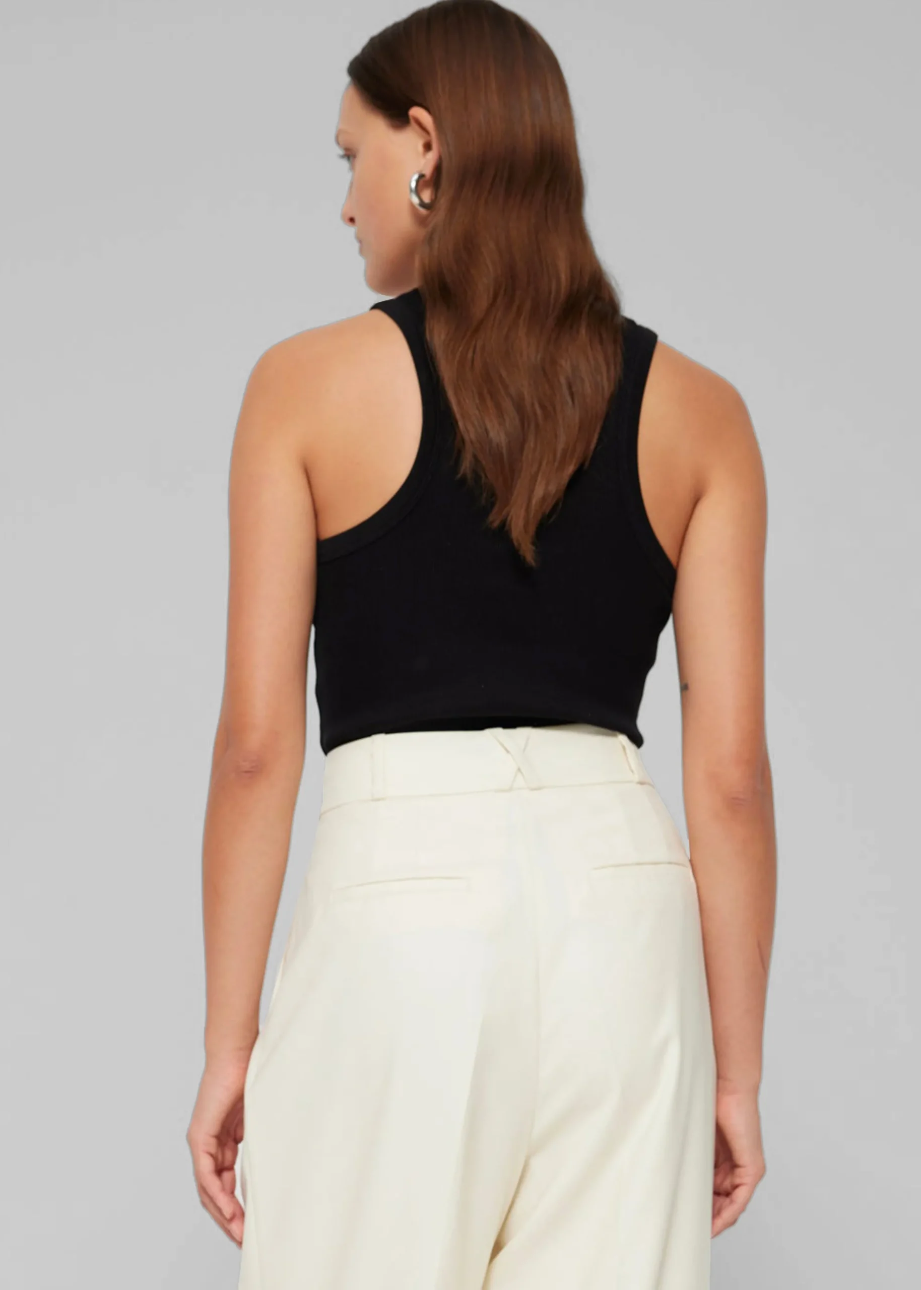 The Frankie Shop Rohe Cotton Rib Tank Top Noir Outlet