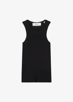 The Frankie Shop Rohe Cotton Rib Tank Top Noir Outlet