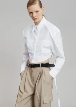 The Frankie Shop Romi Shoulder Padded Shirt White Clearance