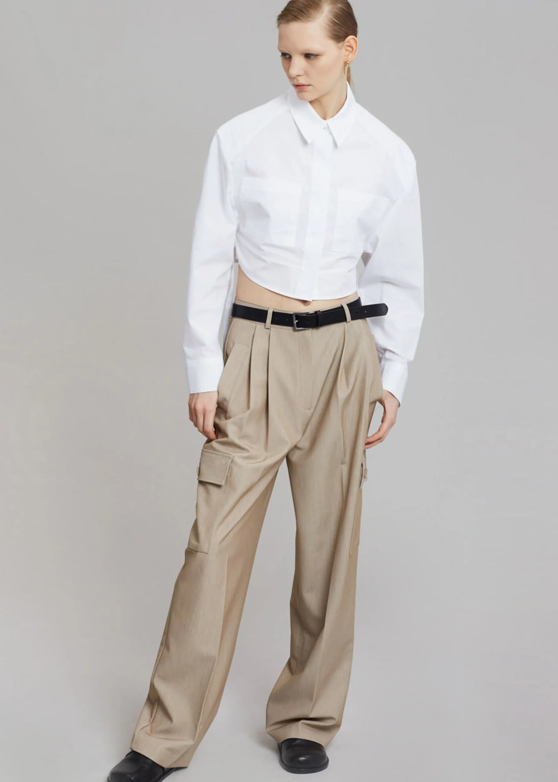 The Frankie Shop Romi Shoulder Padded Shirt White Clearance