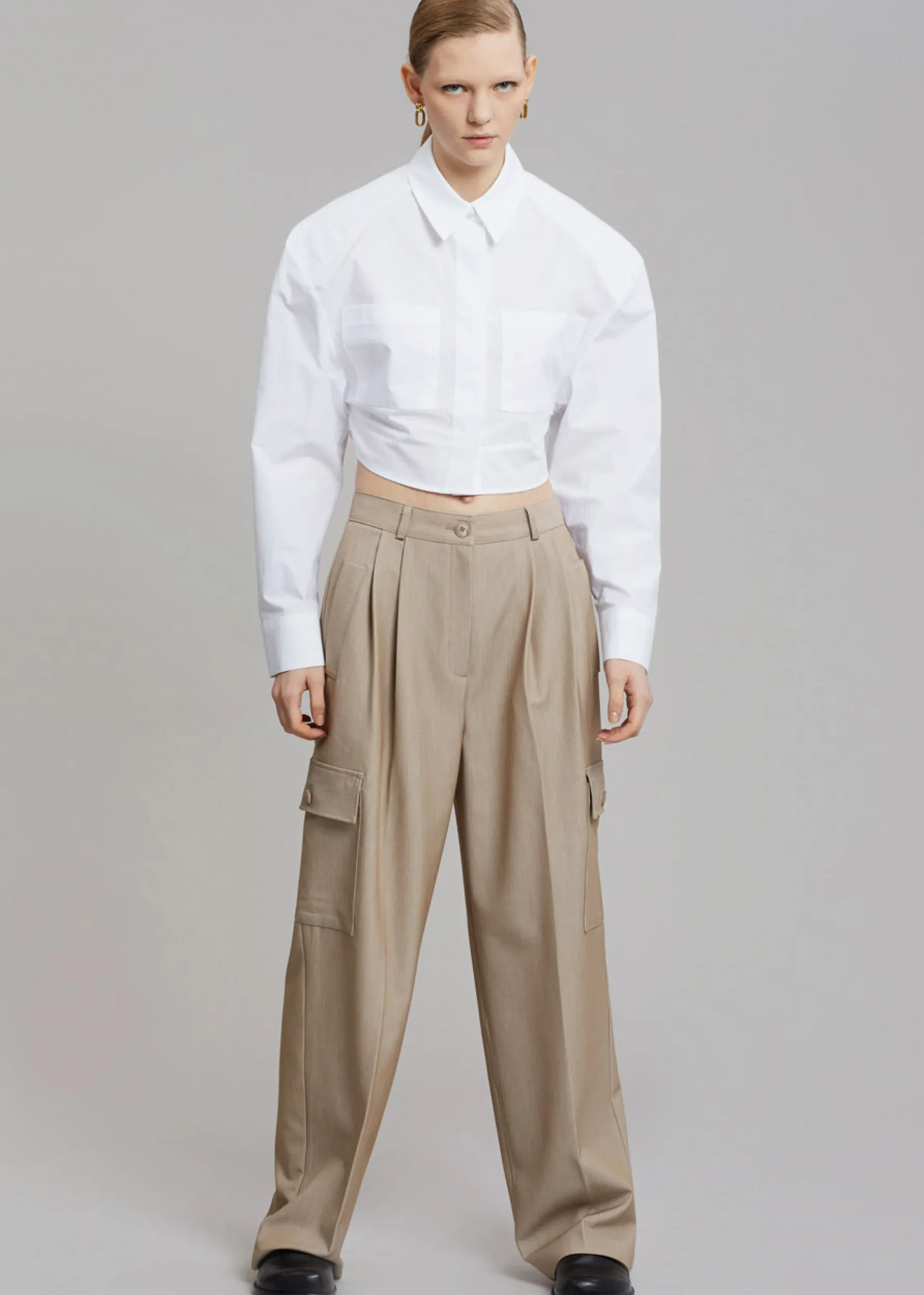 The Frankie Shop Romi Shoulder Padded Shirt White Clearance