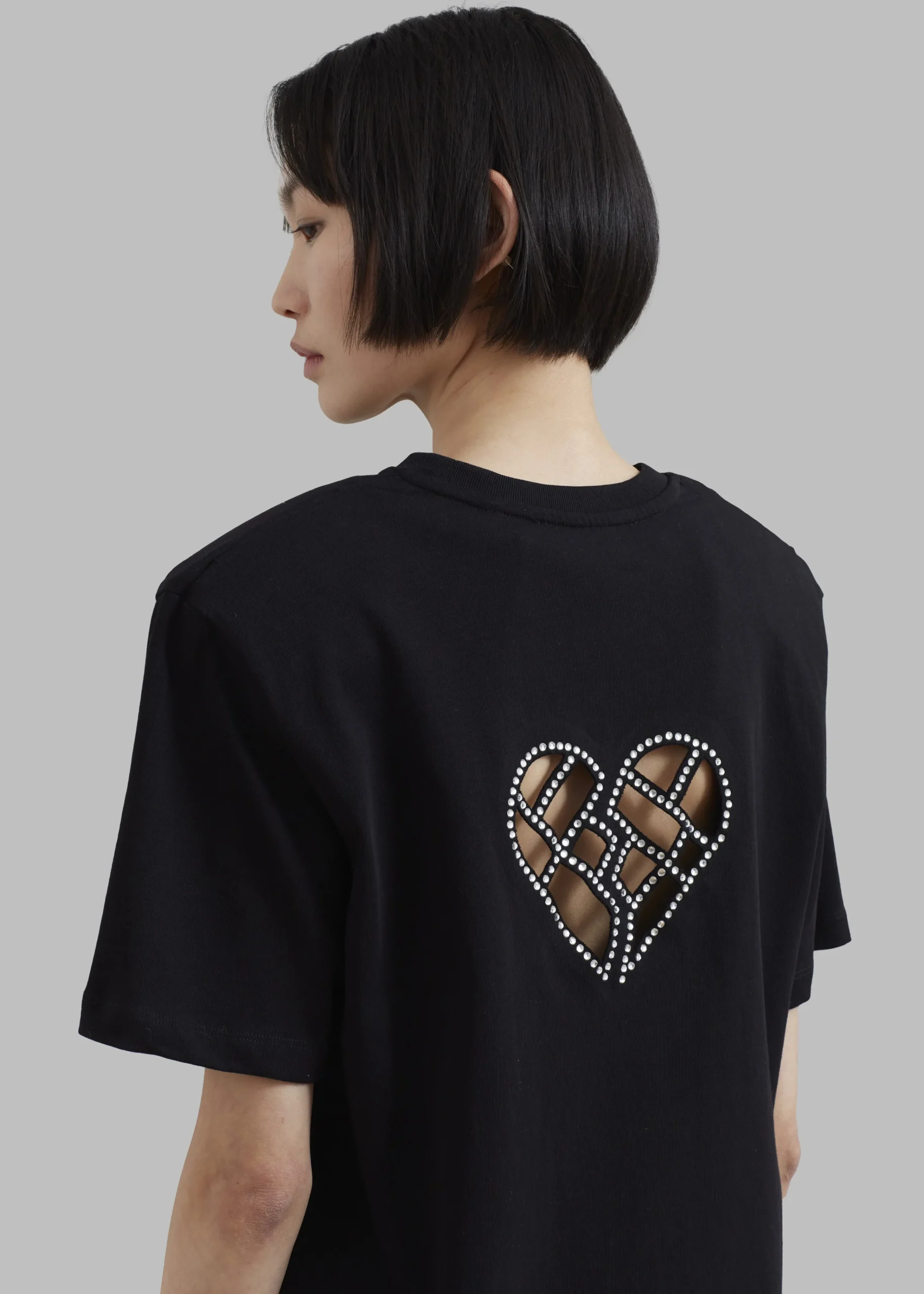 The Frankie Shop Rotate Boxy Lasercut T-Shirt Black Sale