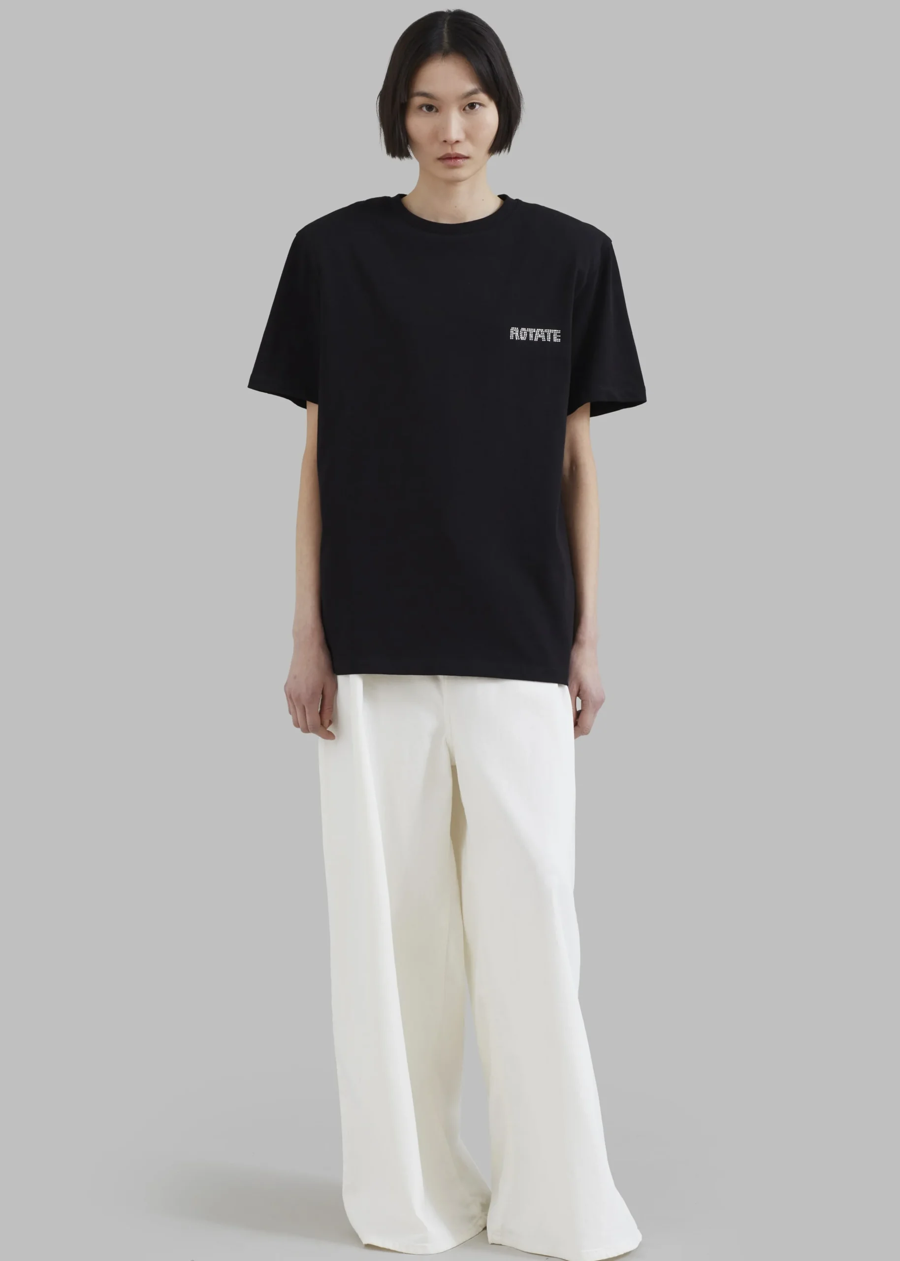 The Frankie Shop Rotate Boxy Lasercut T-Shirt Black Sale