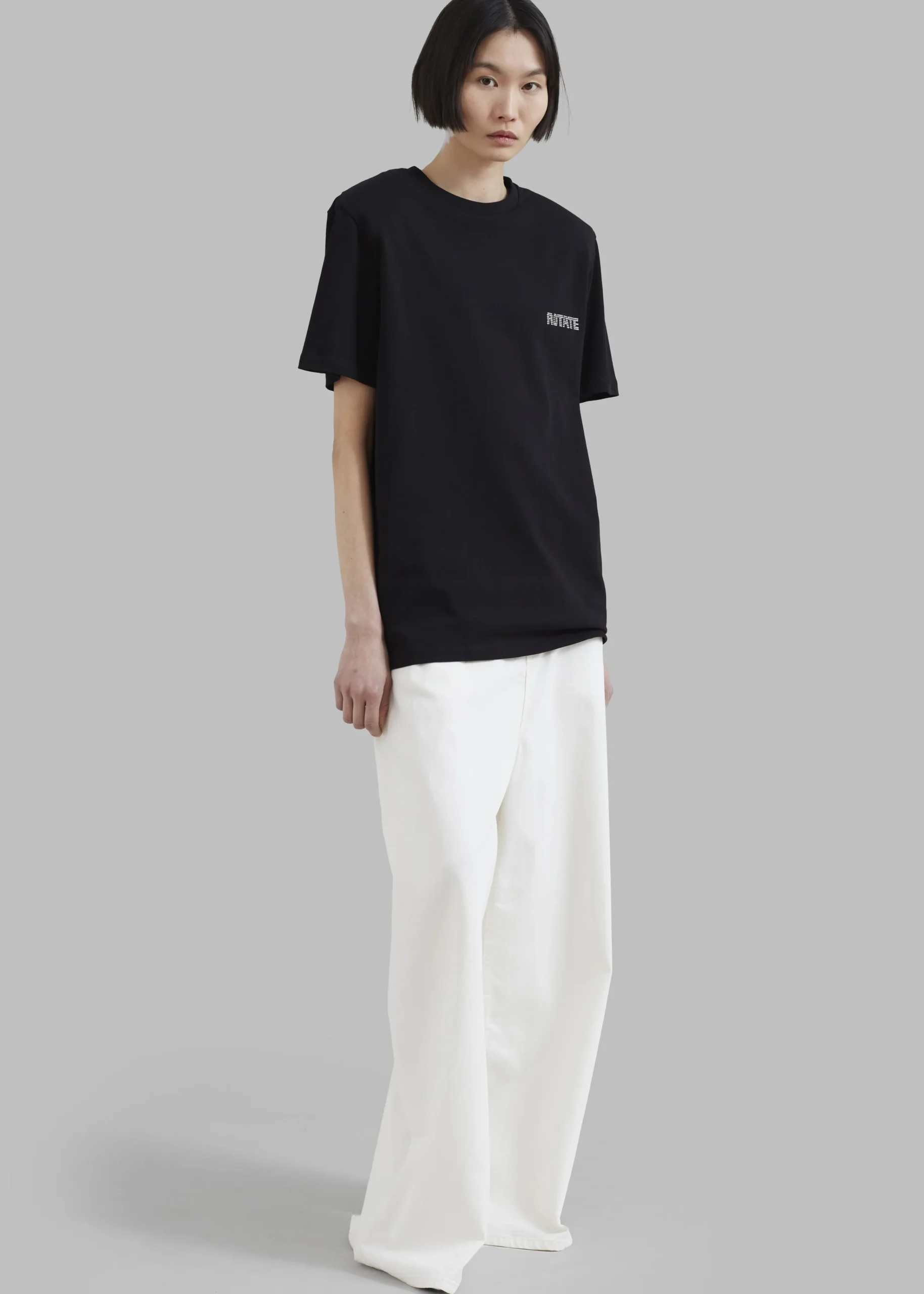 The Frankie Shop Rotate Boxy Lasercut T-Shirt Black Sale