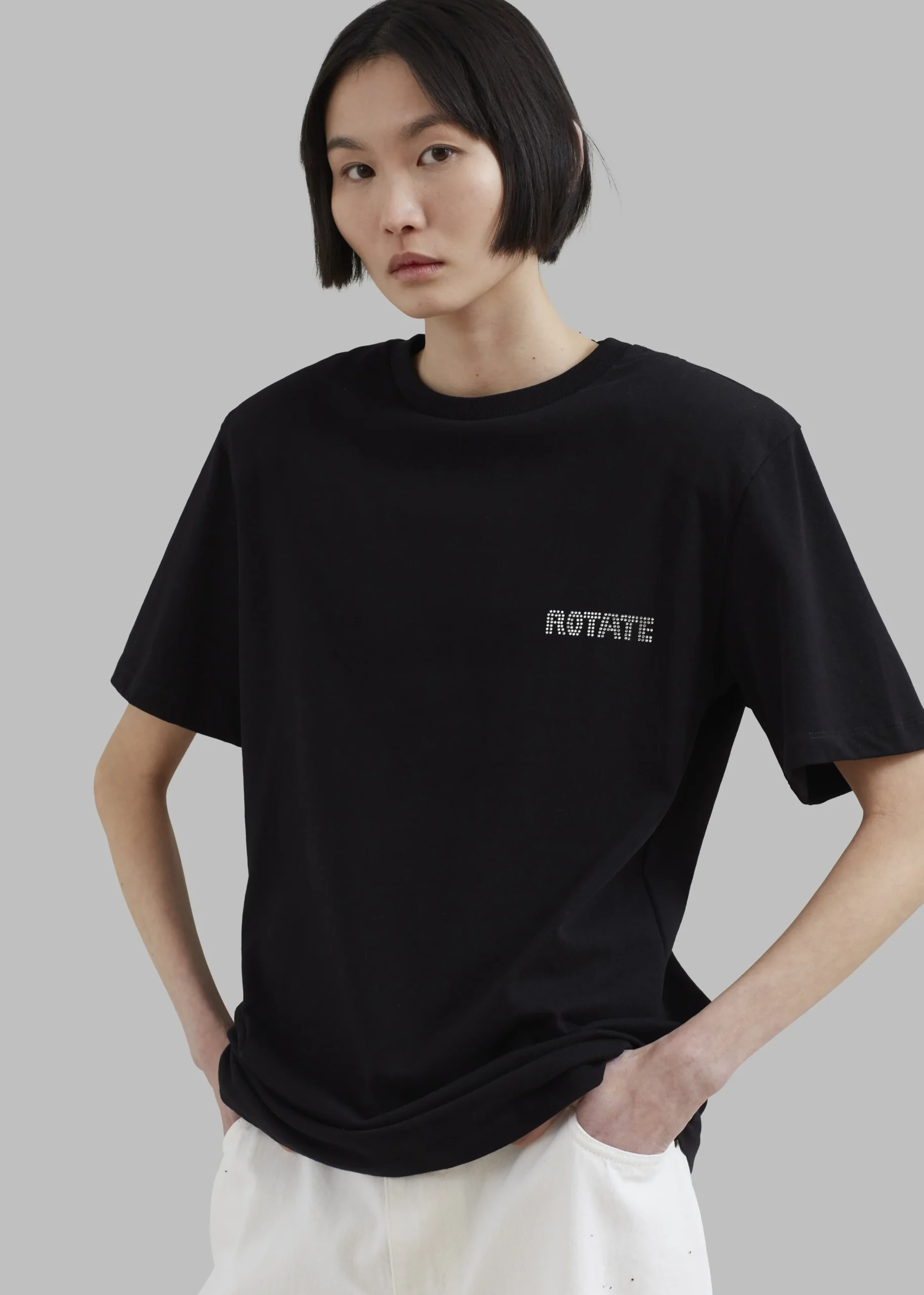 The Frankie Shop Rotate Boxy Lasercut T-Shirt Black Sale