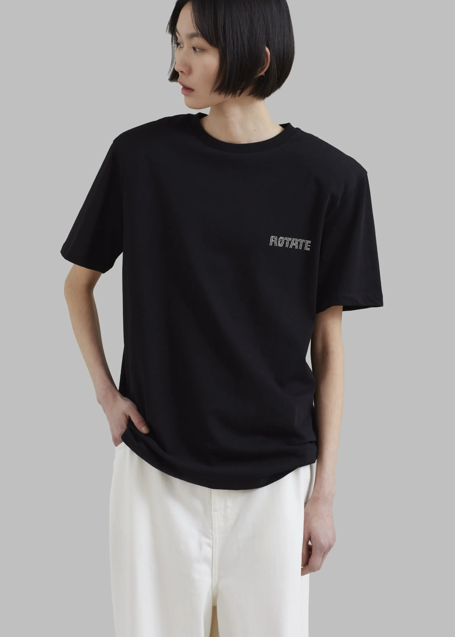 The Frankie Shop Rotate Boxy Lasercut T-Shirt Black Sale