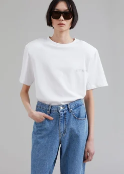 The Frankie Shop Rotate Boxy Lasercut T-Shirt Bright White New