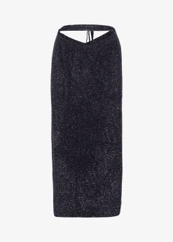 The Frankie Shop Rotate Glitter Knit Pencil Skirt Blue Nights Best