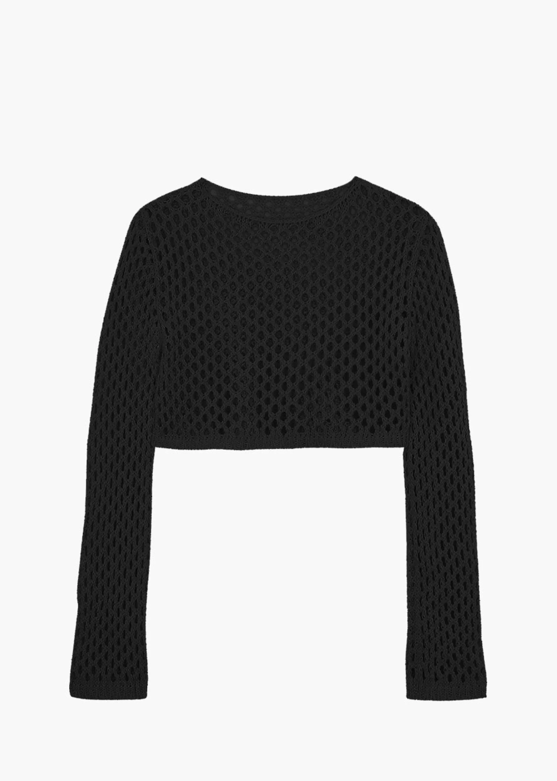 The Frankie Shop Safa Crochet Open-Knit Top Black Hot