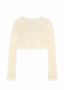 The Frankie Shop Safa Crochet Open-Knit Top Cream
