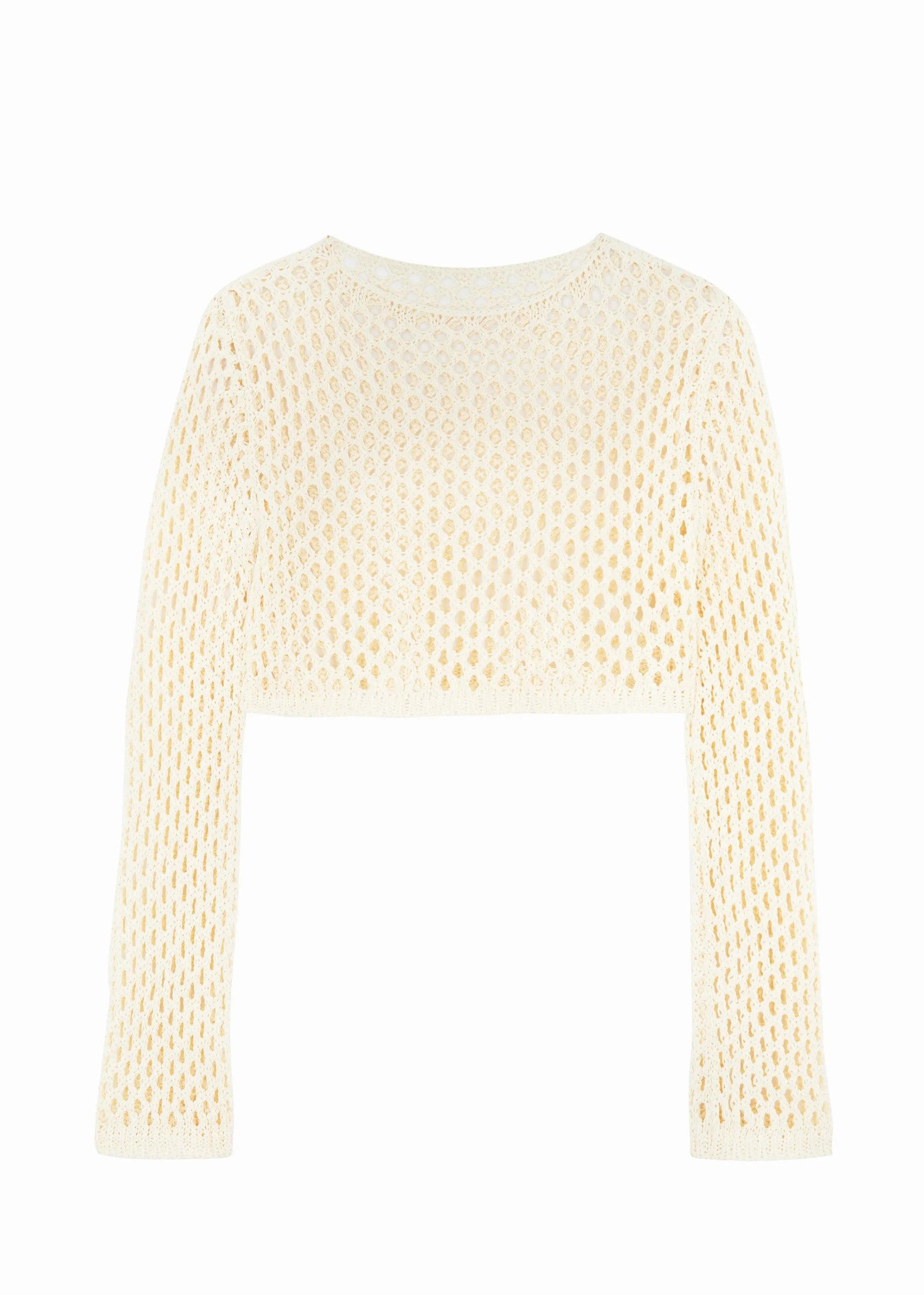 The Frankie Shop Safa Crochet Open-Knit Top Cream