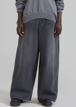 The Frankie Shop Sasha Men Wide Leg Jeans Dark Grey Outlet