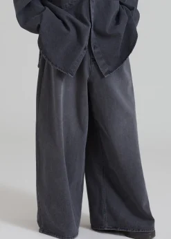 The Frankie Shop Sasha Men Wide Leg Jeans Dark Grey Outlet